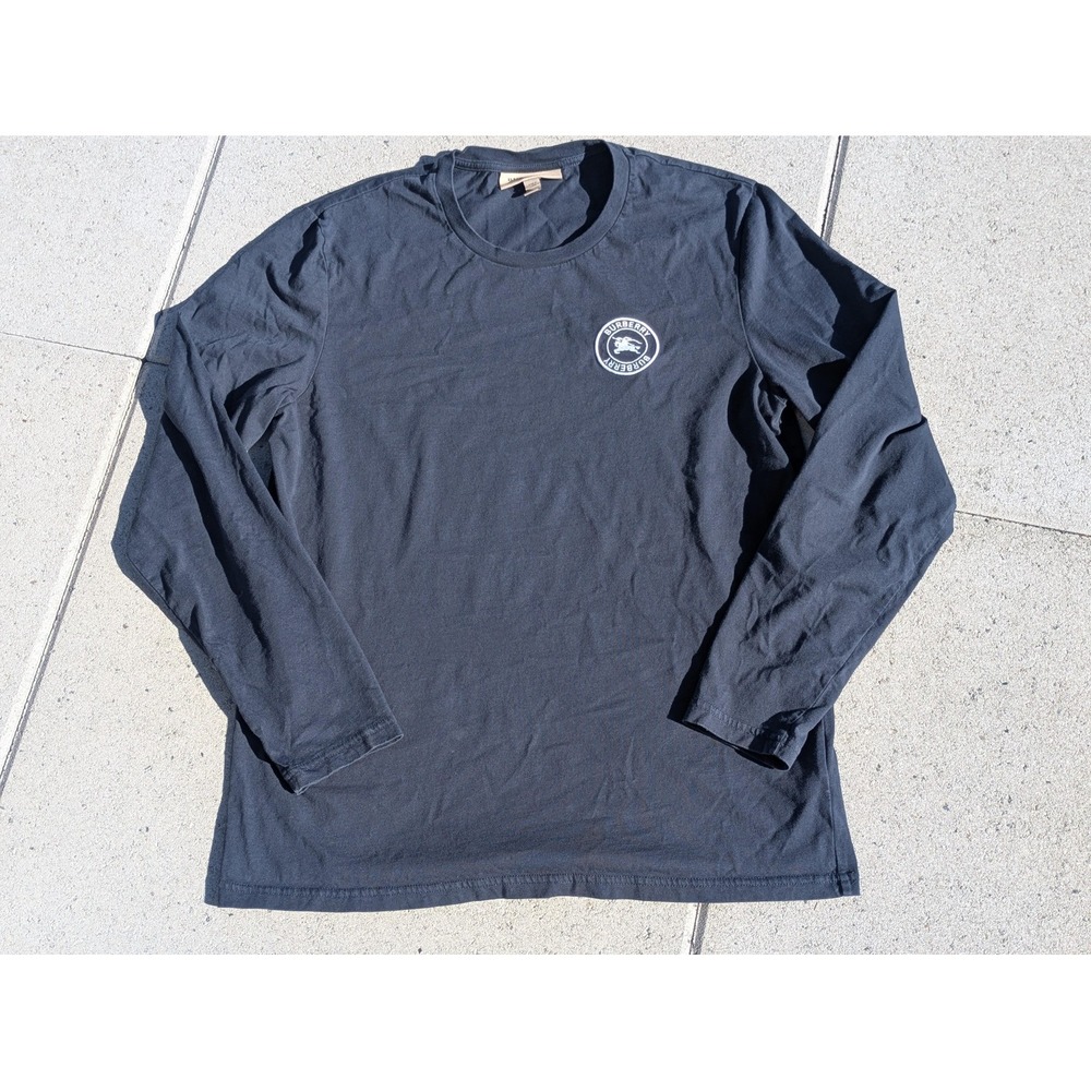 Burberry Jenson Knight Logo Long Sleeve Shirt Mens Large Dark Blue Pullover